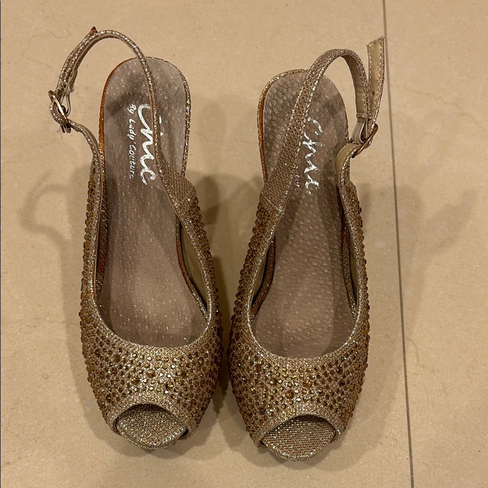 Chic by Lady Couture  Gold Peep-Toe Women's Shoes